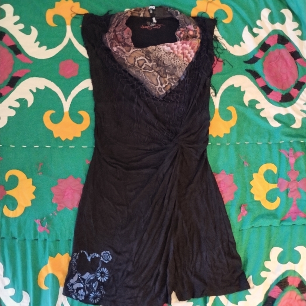 Desigual Women's XL Animal Print Scarf Dress